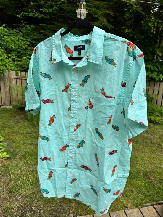 urban pipeline Other - urban pipeline Mint Short-Sleeve Button-Down Shirt with Multicolor Dog Print